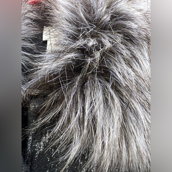 Chicos Gray Wool Faux Fur Collared Cardigan Sweater - Picture 8 of 9